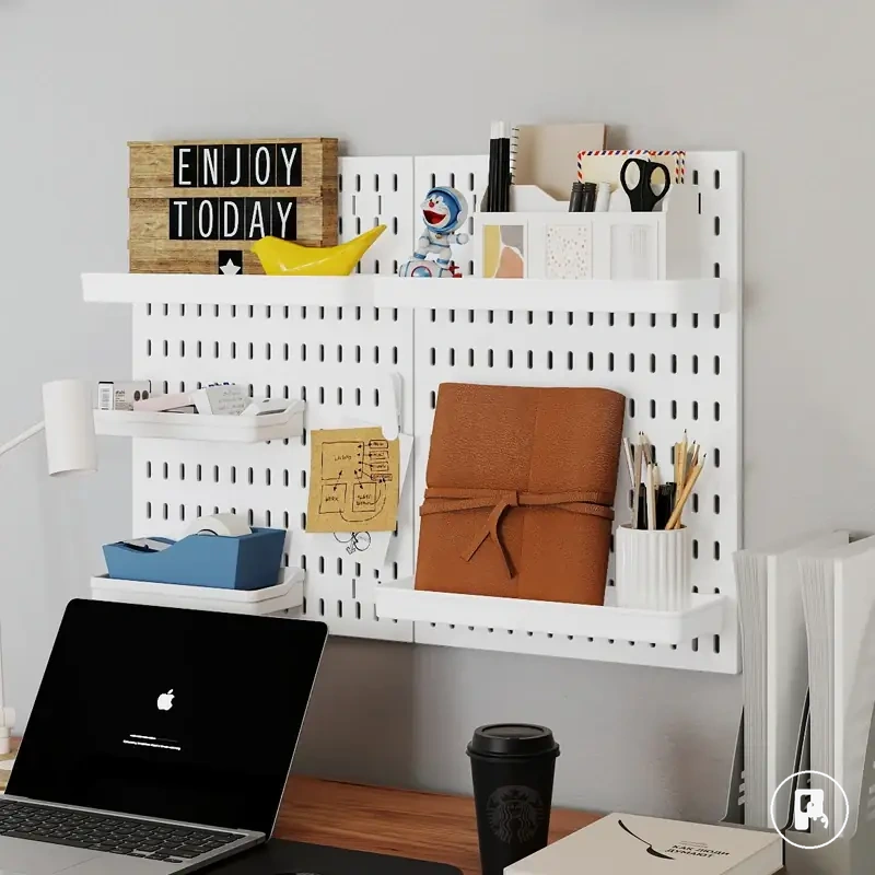 رف تخزين جداري بنظام pegboard بدون حفر مع ملحقات