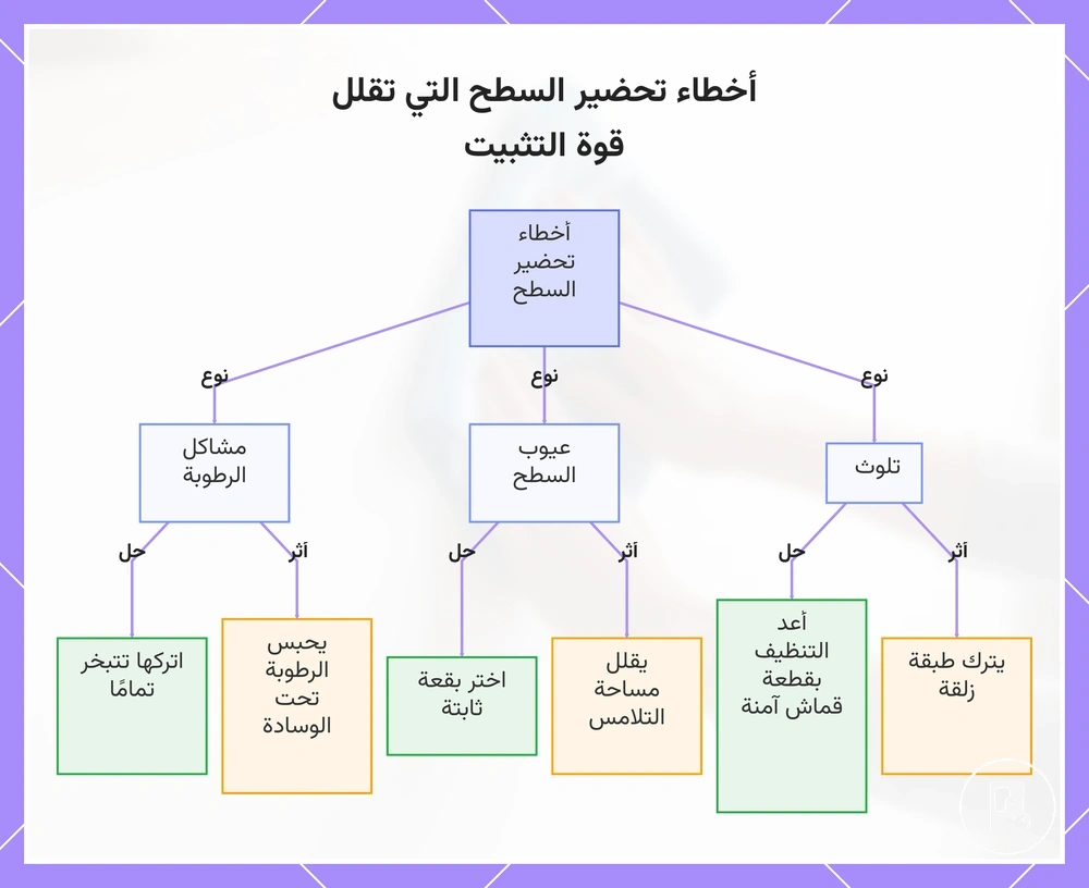 أخطاء تحضير السطح التي تقلل قوة التثبيت
