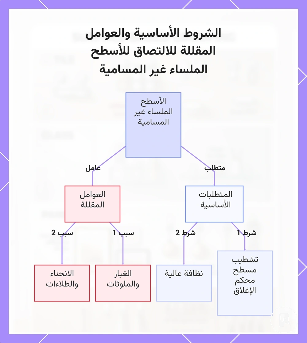 الشروط الأساسية والعوامل المقللة للالتصاق للأسطح الملساء غير المسامية