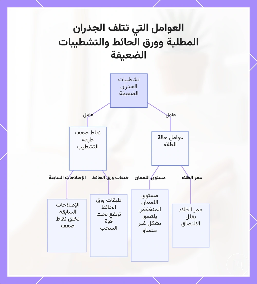 العوامل التي تتلف الجدران المطلية وورق الحائط والتشطيبات الضعيفة
