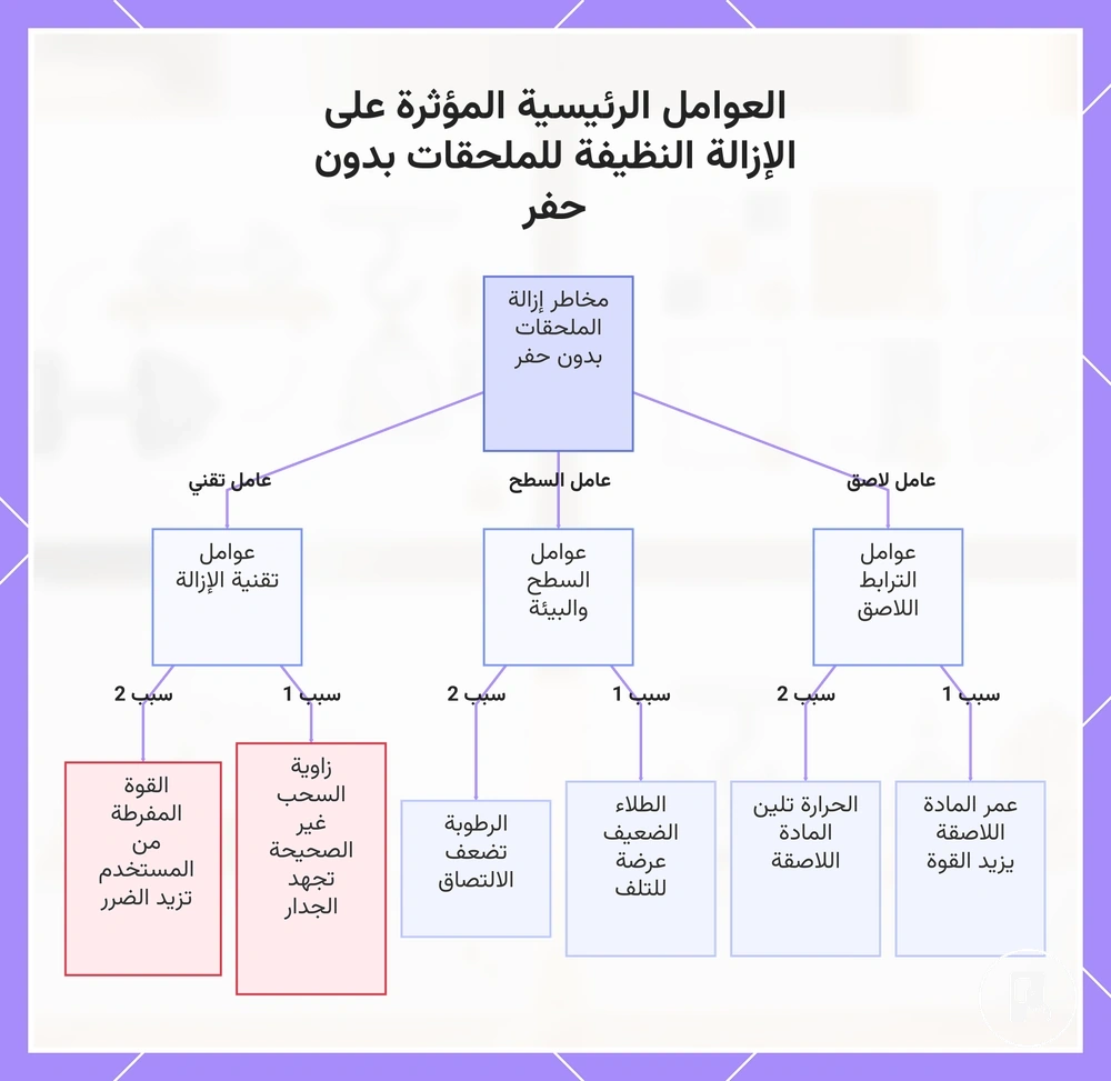 العوامل الرئيسية المؤثرة على الإزالة النظيفة للملحقات بدون حفر