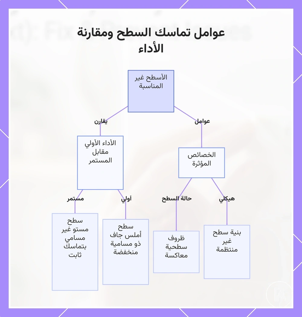 عوامل تماسك السطح ومقارنة الأداء