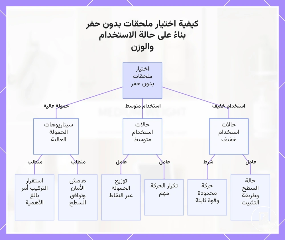 كيفية اختيار ملحقات بدون حفر بناءً على حالة الاستخدام والوزن