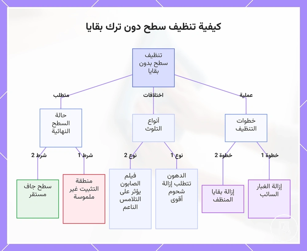 كيفية تنظيف سطح دون ترك بقايا