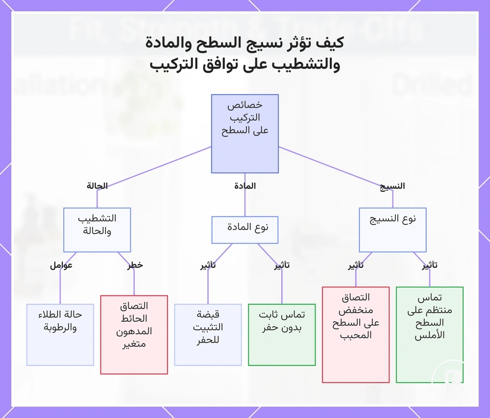 كيف تؤثر نسيج السطح والمادة والتشطيب على توافق التركيب