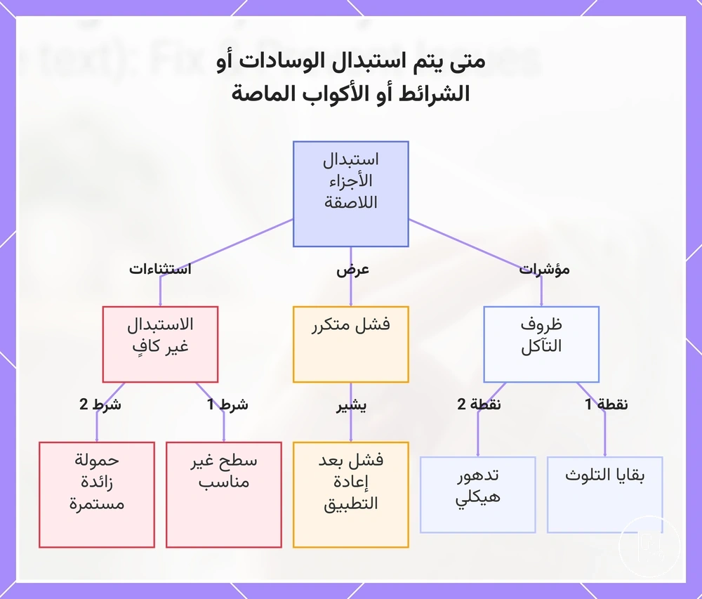 متى يتم استبدال الوسادات أو الشرائط أو الأكواب الماصة