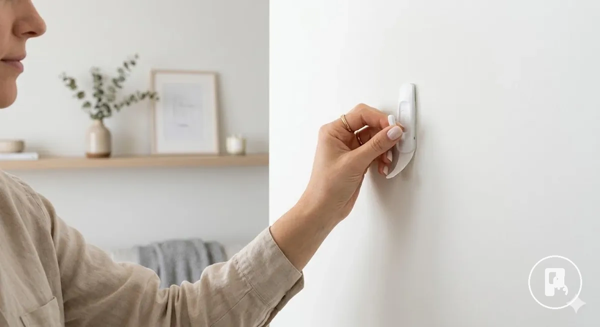 Sauberes Entfernen eines Wohnaccessoires ohne Bohren von einer Wand ohne sichtbare Oberflächenschäden
