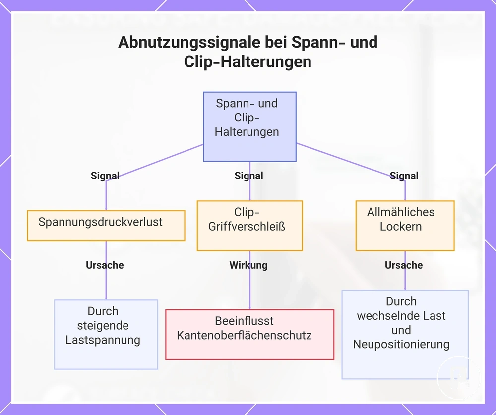 Abnutzungssignale bei Spann- und Clip-Halterungen