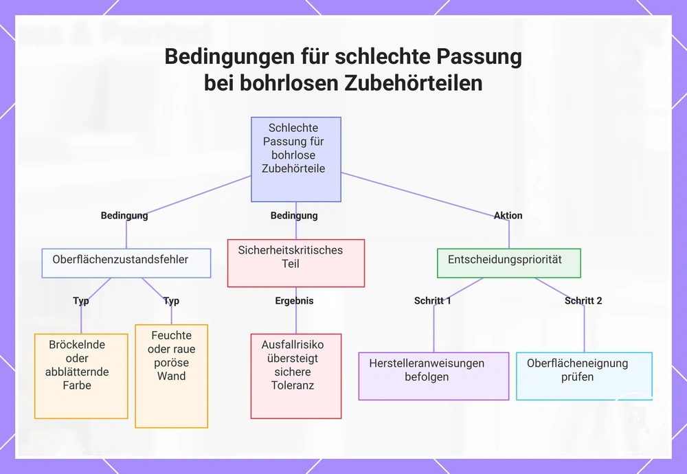 Bedingungen für schlechte Passung bei bohrlosen Zubehörteilen