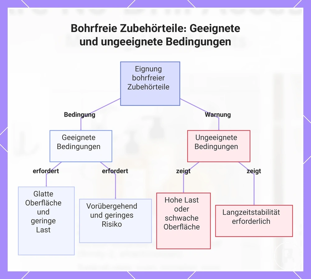 Bohrfreie Zubehörteile: Geeignete und ungeeignete Bedingungen