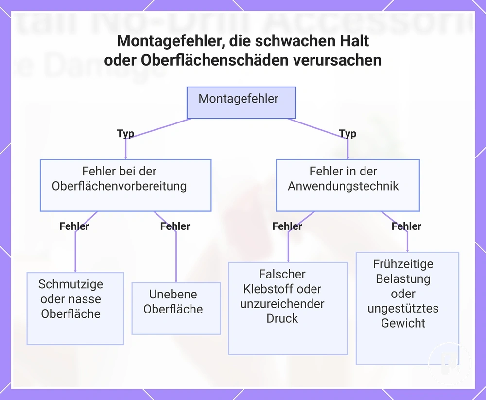Montagefehler, die schwachen Halt oder Oberflächenschäden verursachen