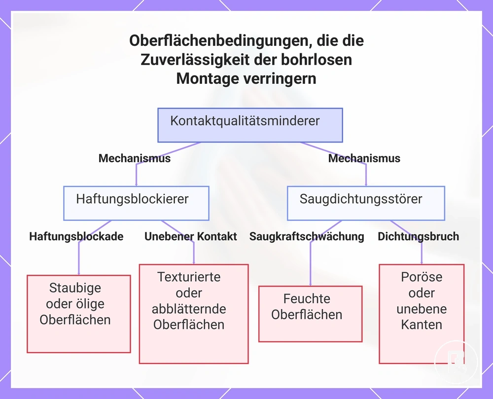Oberflächenbedingungen, die die Zuverlässigkeit der bohrlosen Montage verringern