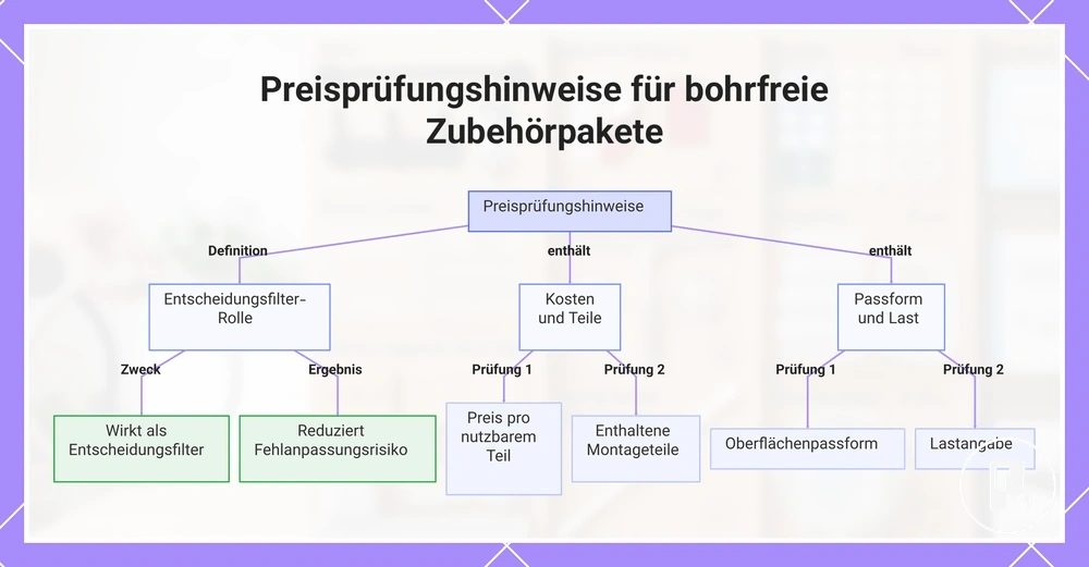 Preisprüfungshinweise für bohrfreie Zubehörpakete