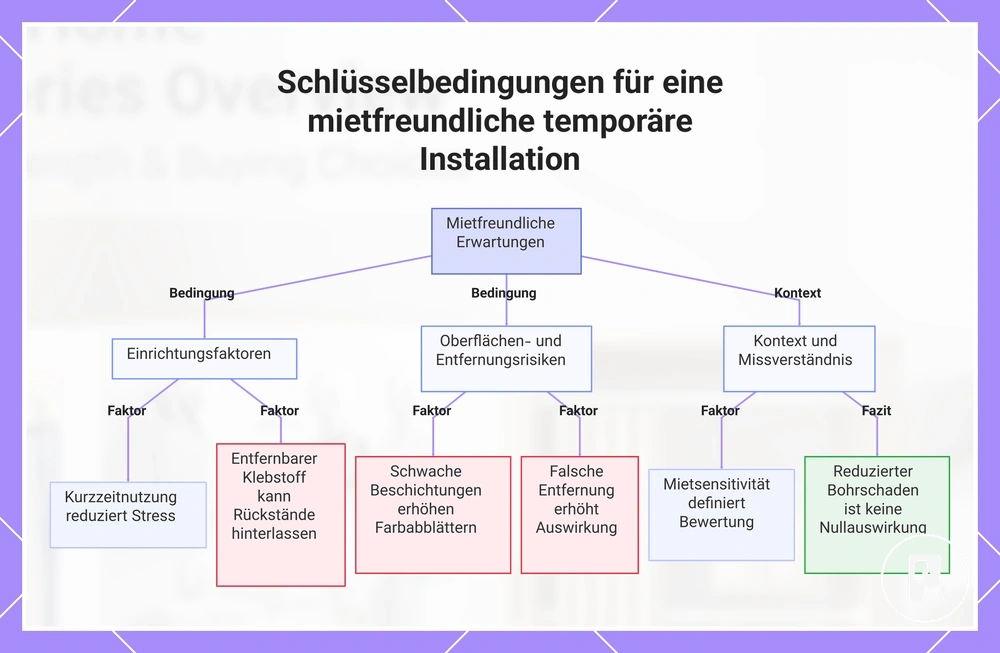 Schlüsselbedingungen für eine mietfreundliche temporäre Installation