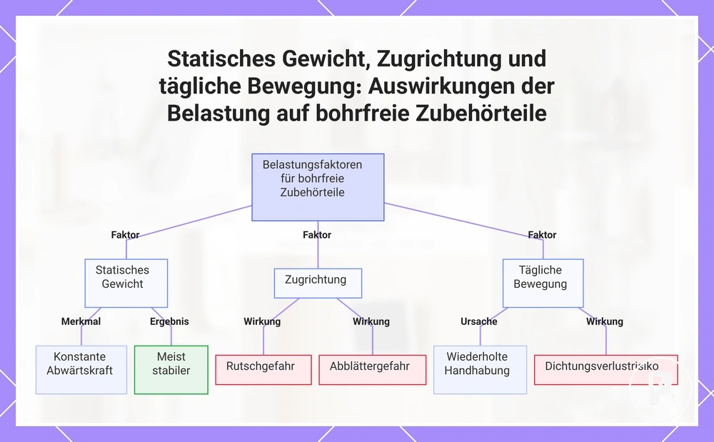 Statisches Gewicht, Zugrichtung und tägliche Bewegung: Auswirkungen der Belastung auf bohrfreie Zubehörteile