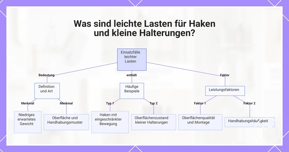 Was sind leichte Lasten für Haken und kleine Halterungen?