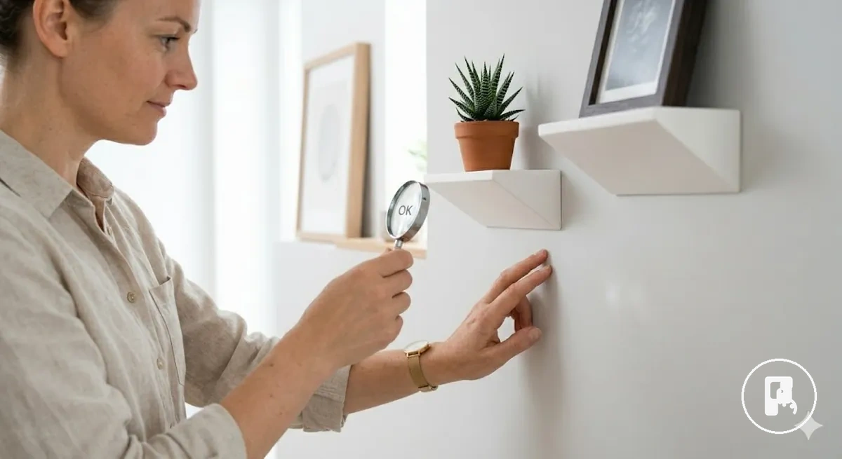 Damage-free wall setup using removable no-drill home accessories on a clean surface