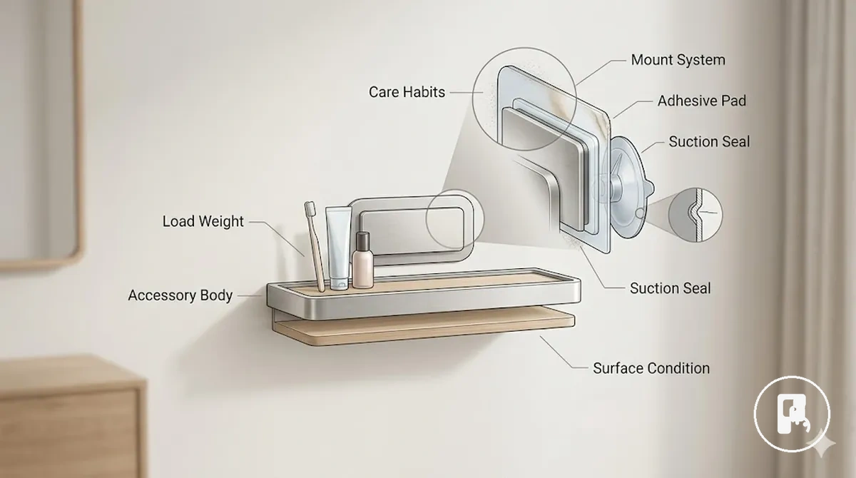 no-drill accessory showing body and mounting part that affect lifespan