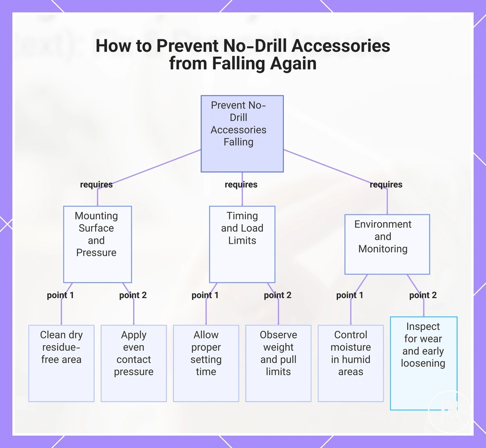 How to Prevent No-Drill Accessories from Falling Again