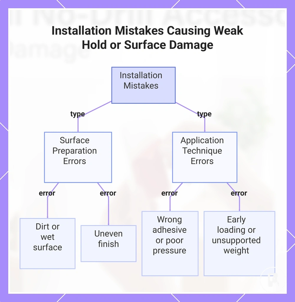 Installation Mistakes Causing Weak Hold or Surface Damage