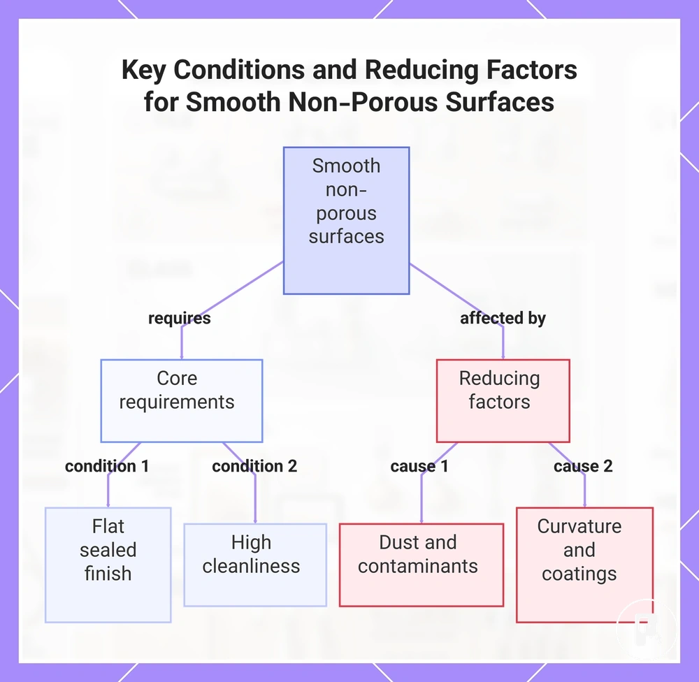Key Conditions and Reducing Factors for Smooth Non-Porous Surfaces