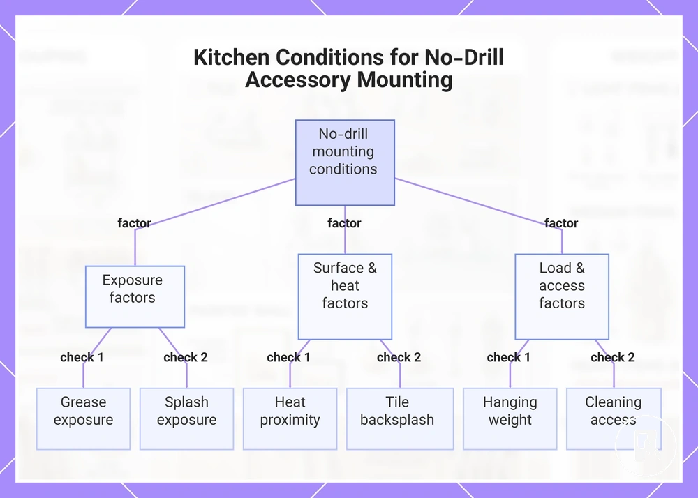 Kitchen Conditions for No-Drill Accessory Mounting
