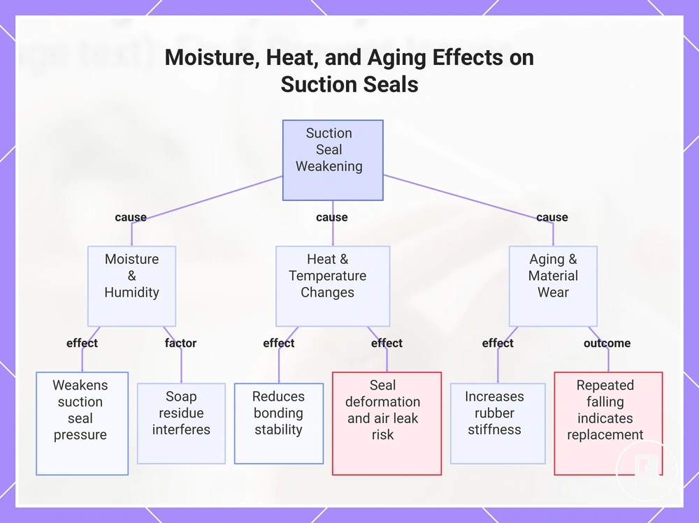 Moisture, Heat, and Aging Effects on Suction Seals