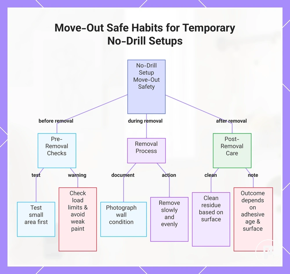 Move-Out Safe Habits for Temporary No-Drill Setups