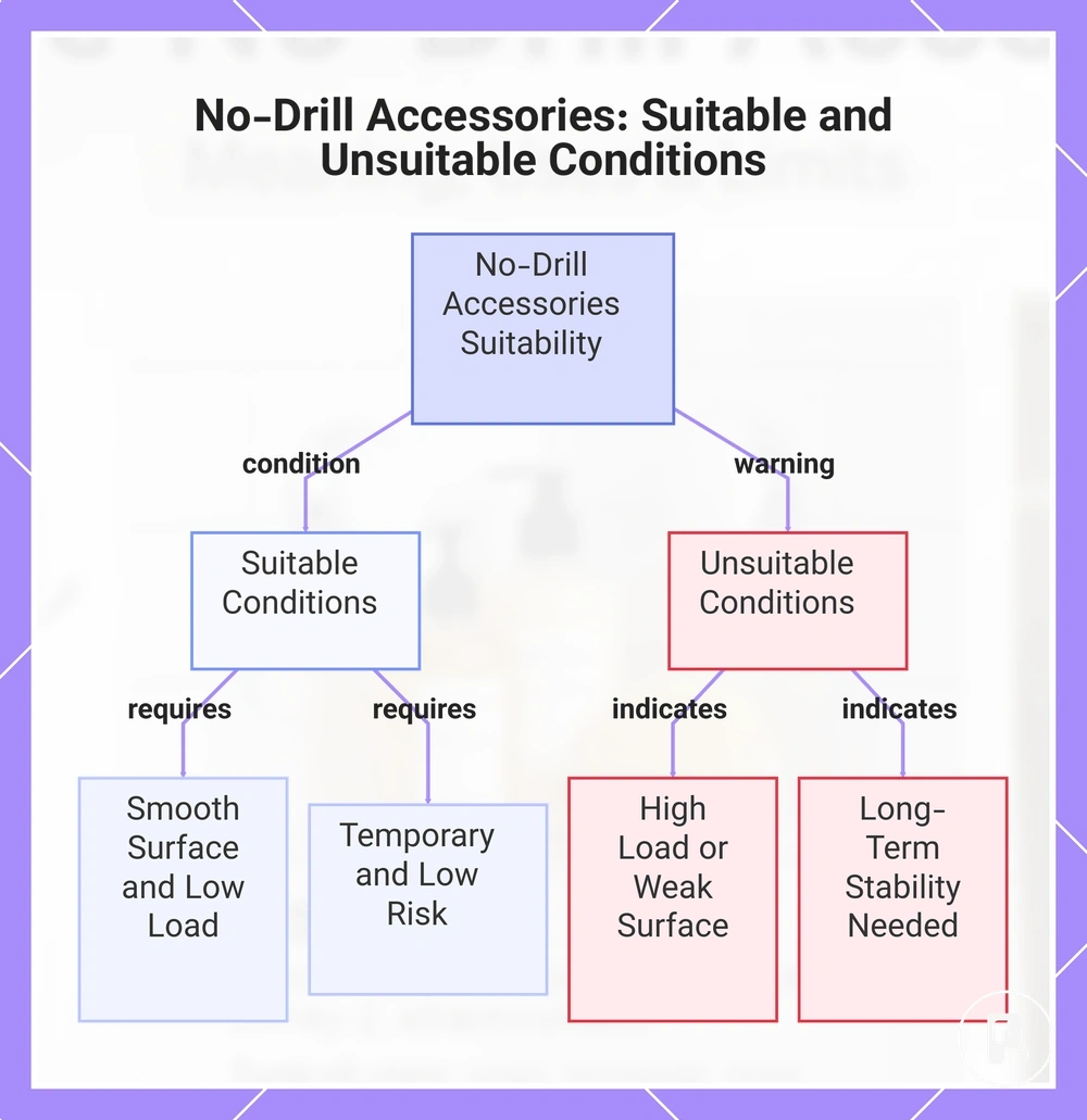 No-Drill Accessories: Suitable and Unsuitable Conditions