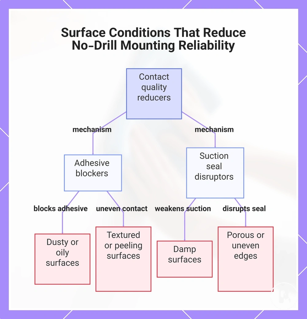 Surface Conditions That Reduce No-Drill Mounting Reliability