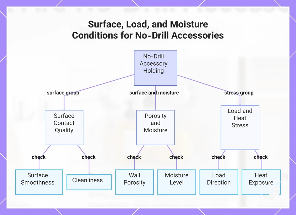 Surface, Load, and Moisture Conditions for No-Drill Accessories