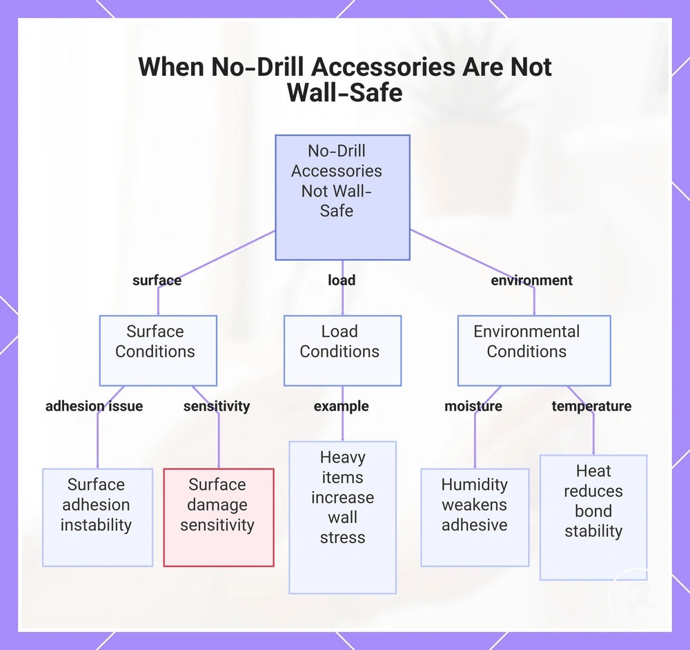 When No-Drill Accessories Are Not Wall-Safe