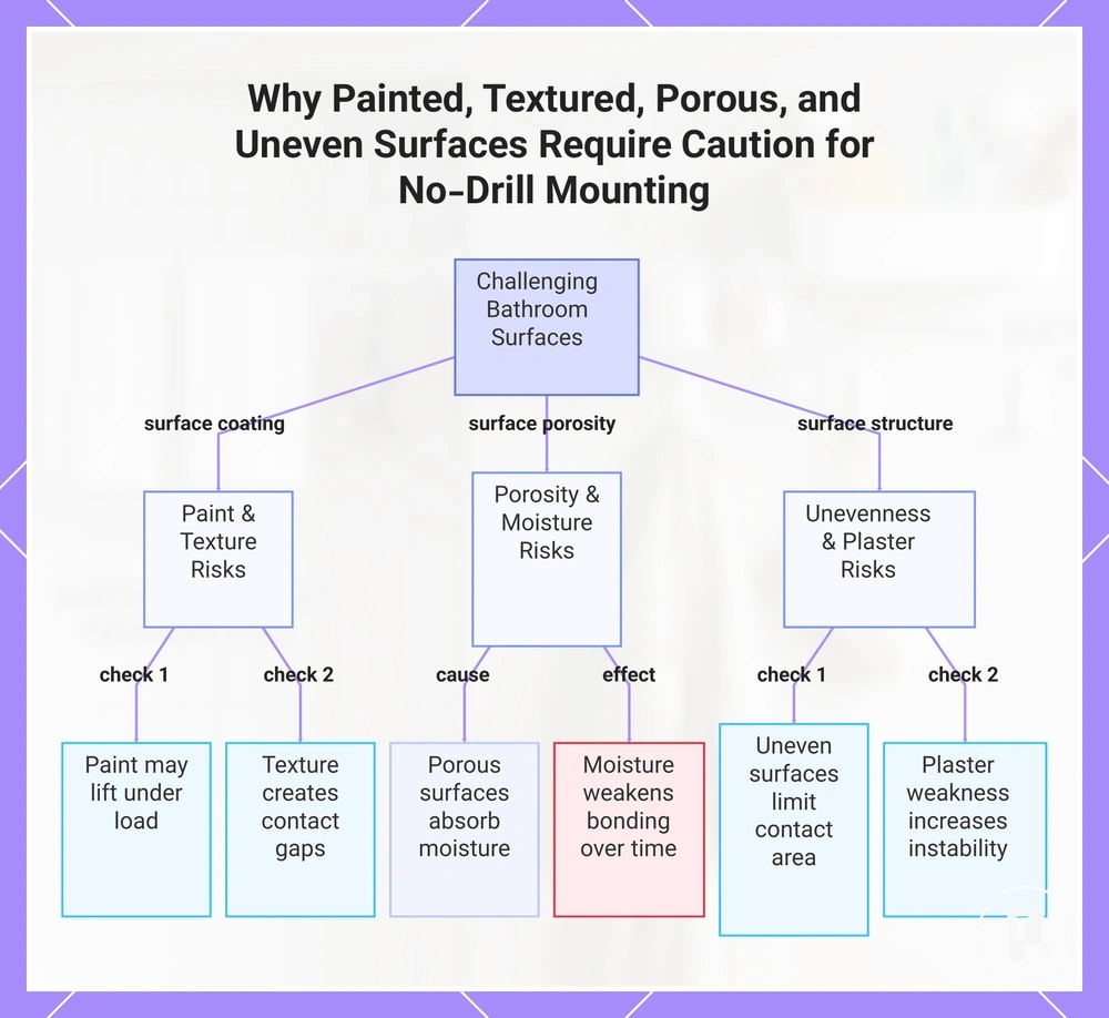 Why Painted, Textured, Porous, and Uneven Surfaces Require Caution for No-Drill Mounting