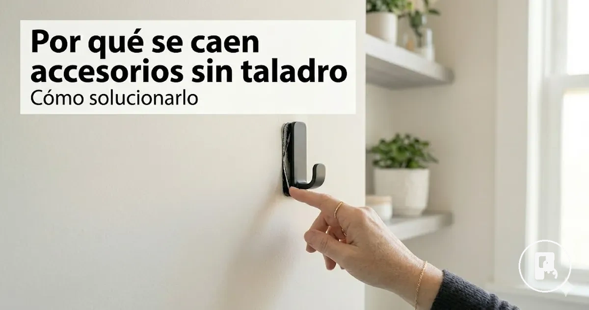 Accesorio para el hogar sin taladro suelto con señales habituales de caída y fallo de fijación