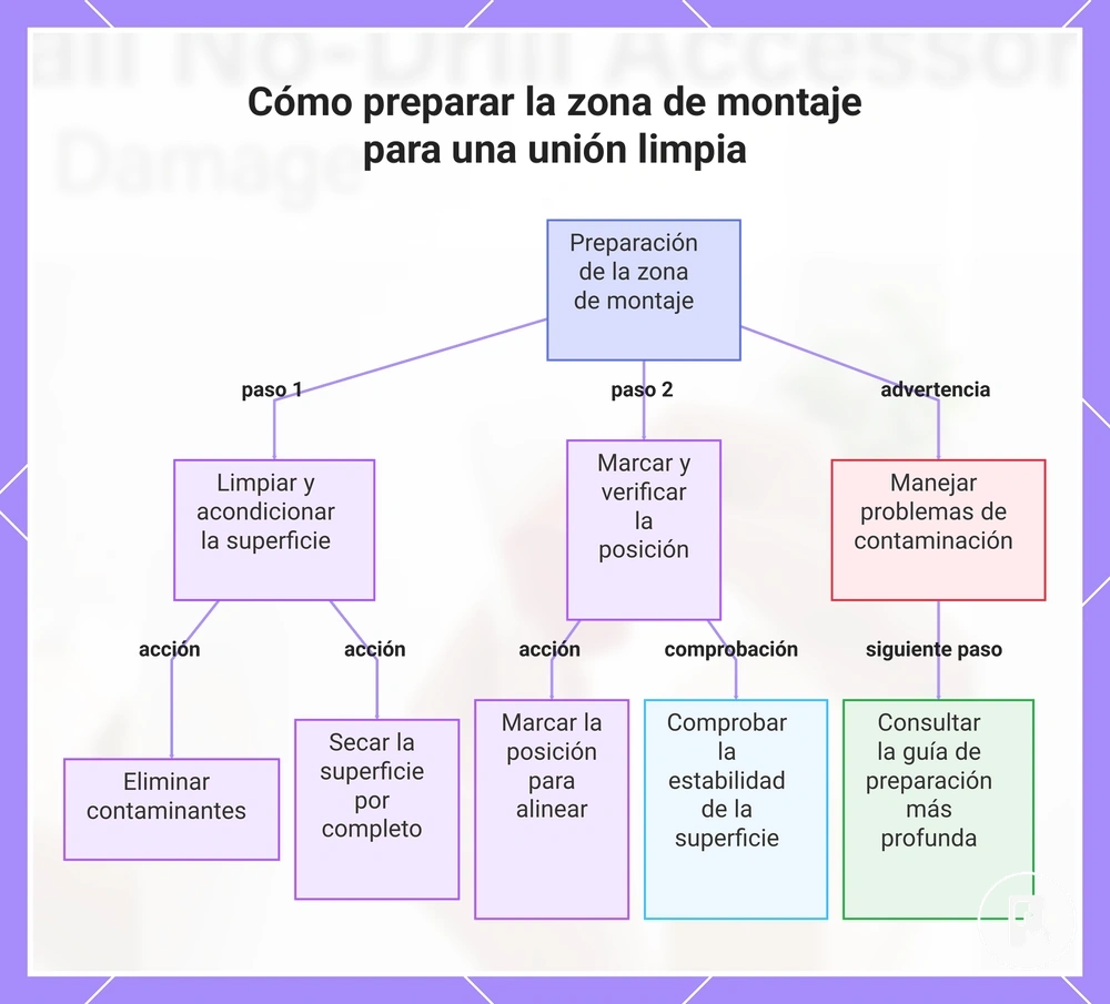 Cómo preparar la zona de montaje para una unión limpia
