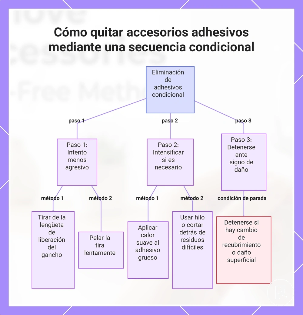 Cómo quitar accesorios adhesivos mediante una secuencia condicional