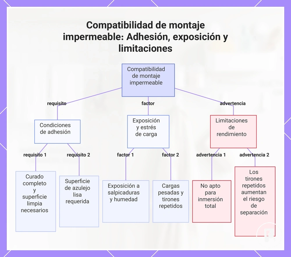 Compatibilidad de montaje impermeable: Adhesión, exposición y limitaciones