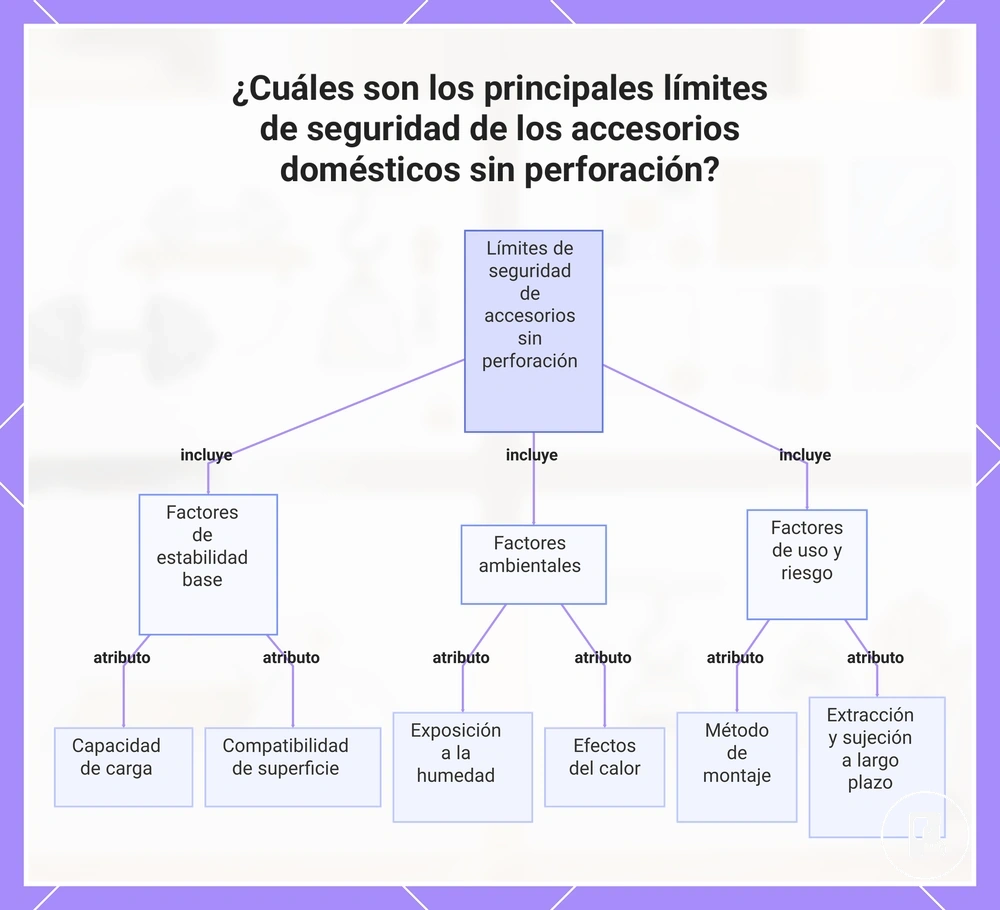 ¿Cuáles son los principales límites de seguridad de los accesorios domésticos sin perforación?