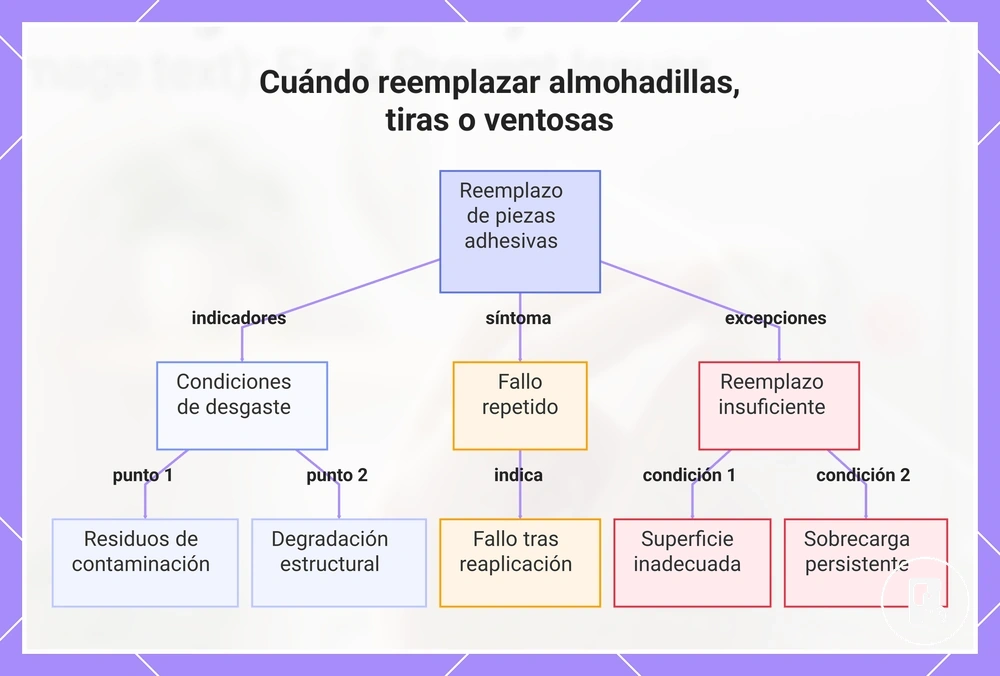 Cuándo reemplazar almohadillas, tiras o ventosas