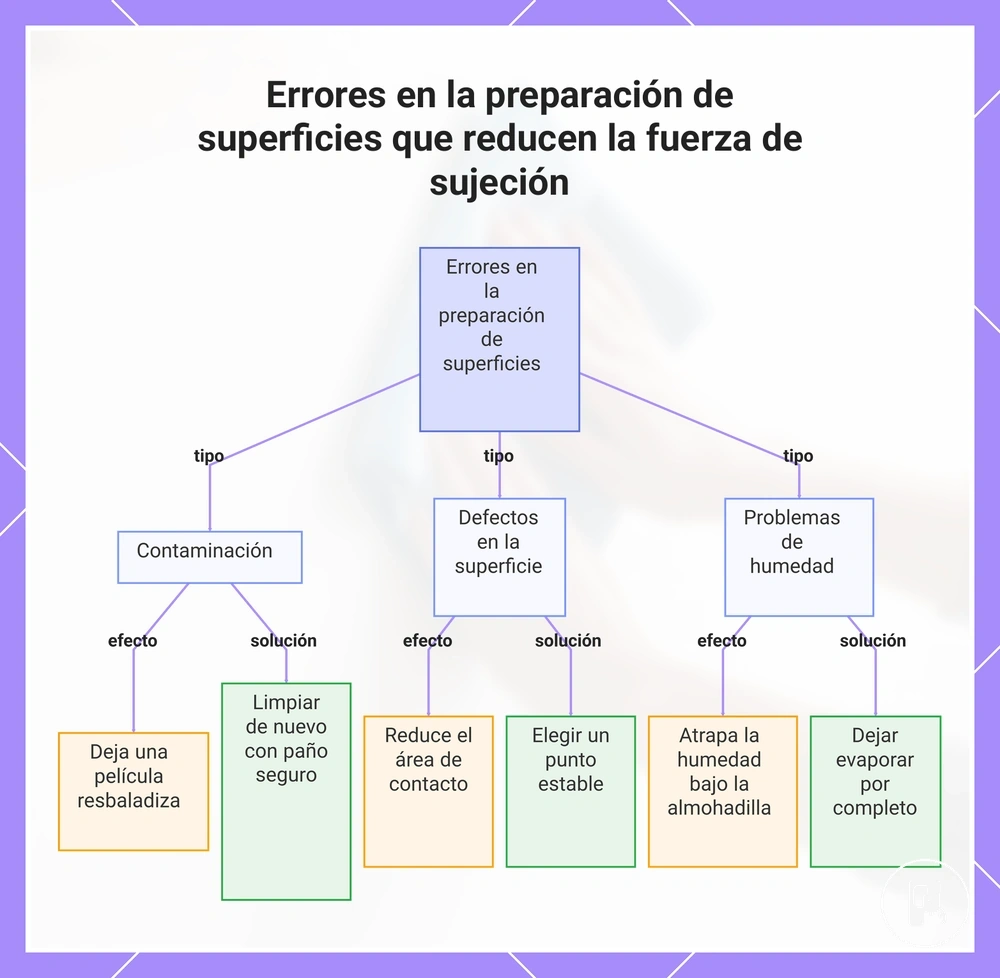 Errores en la preparación de superficies que reducen la fuerza de sujeción