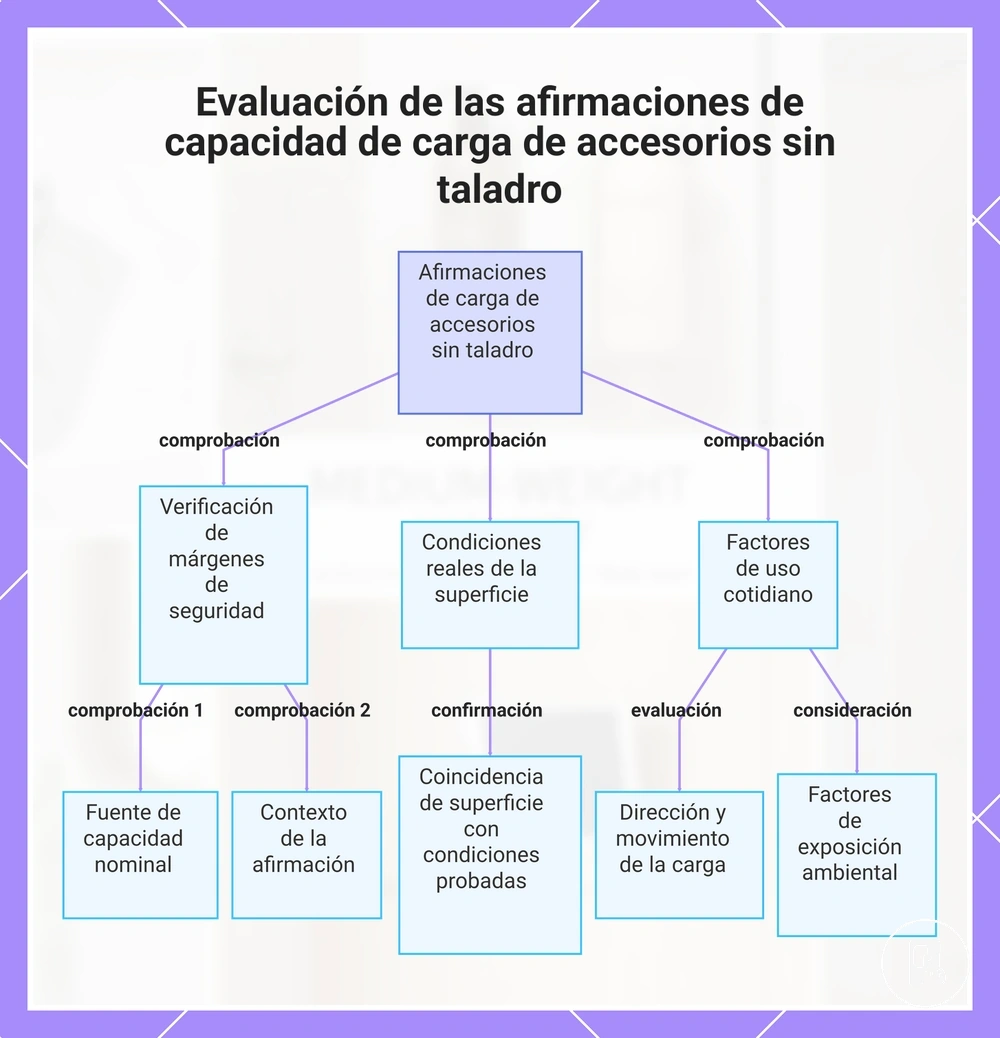 Evaluación de las afirmaciones de capacidad de carga de accesorios sin taladro