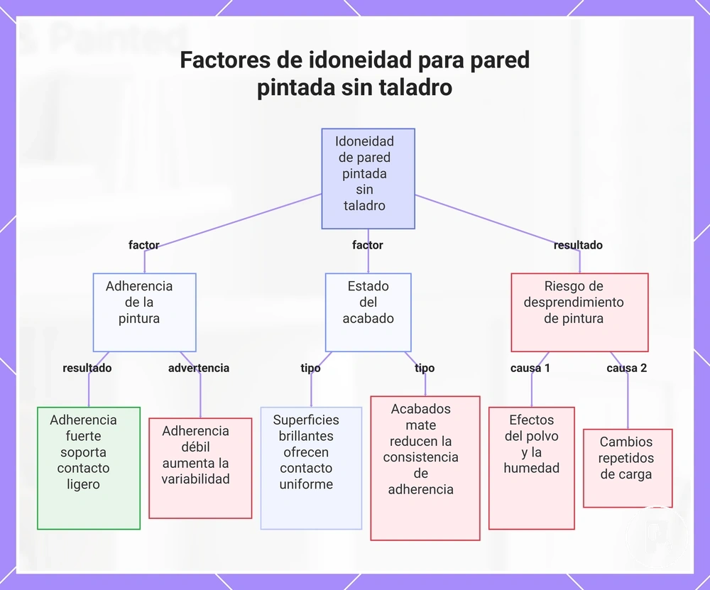 Factores de idoneidad para pared pintada sin taladro