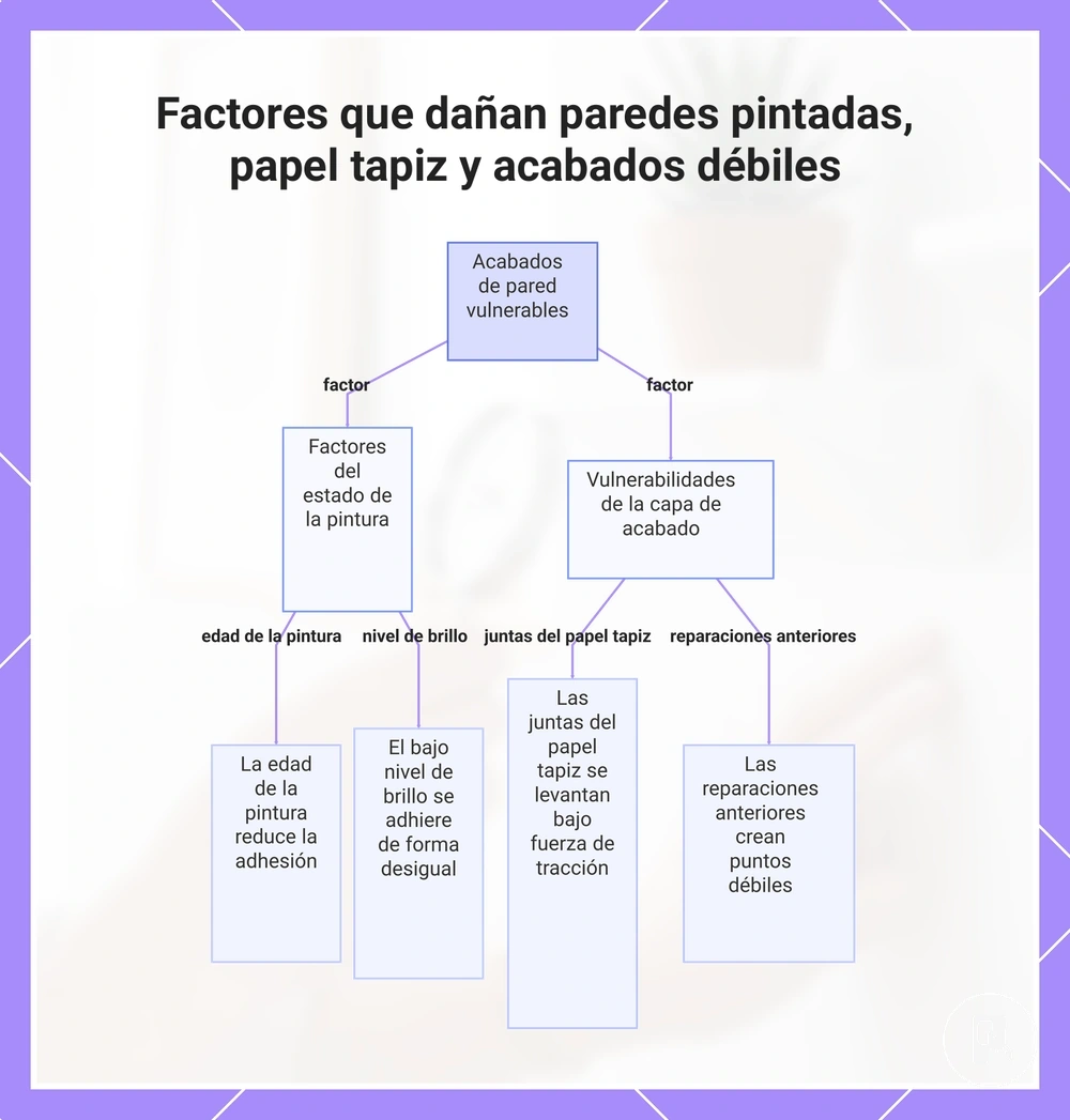 Factores que dañan paredes pintadas, papel tapiz y acabados débiles