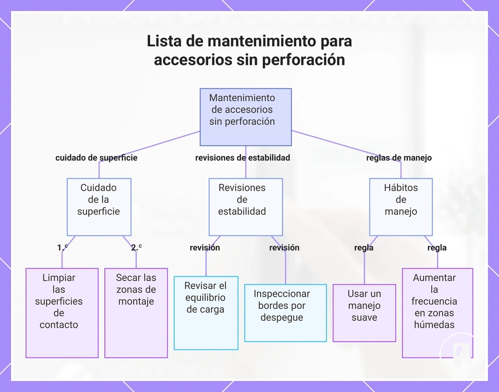 Lista de mantenimiento para accesorios sin perforación