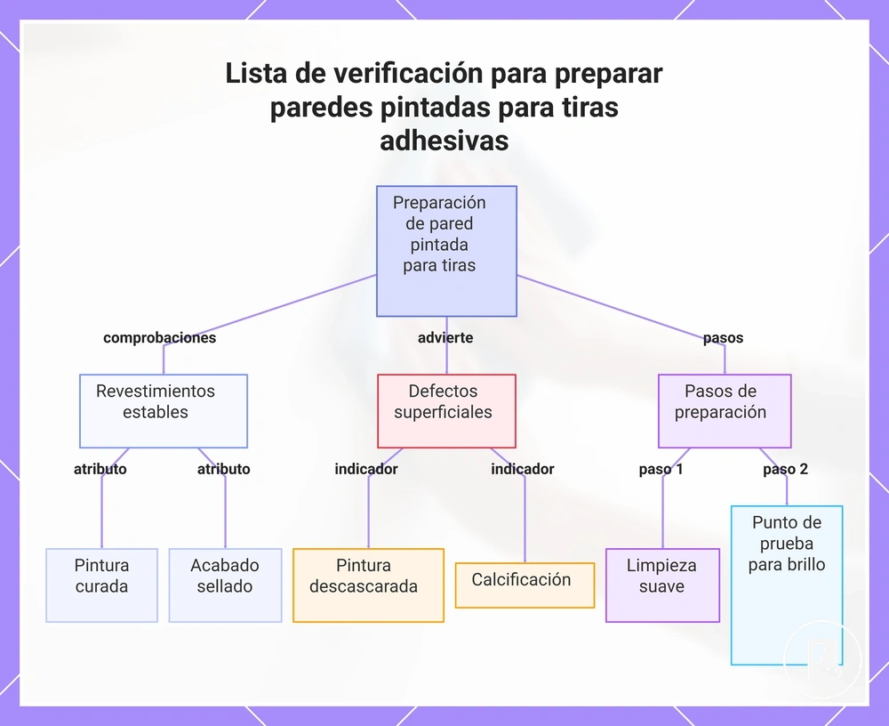 Lista de verificación para preparar paredes pintadas para tiras adhesivas