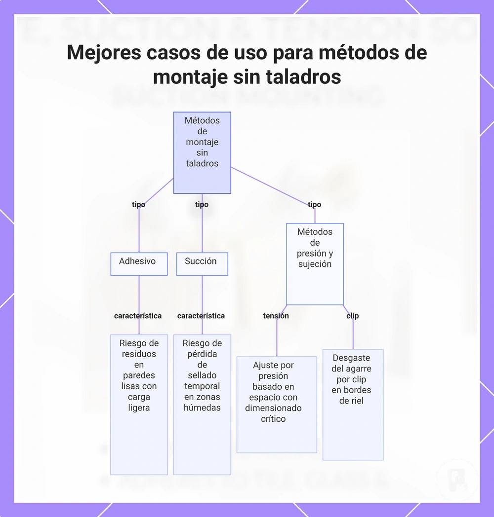 Mejores casos de uso para métodos de montaje sin taladros