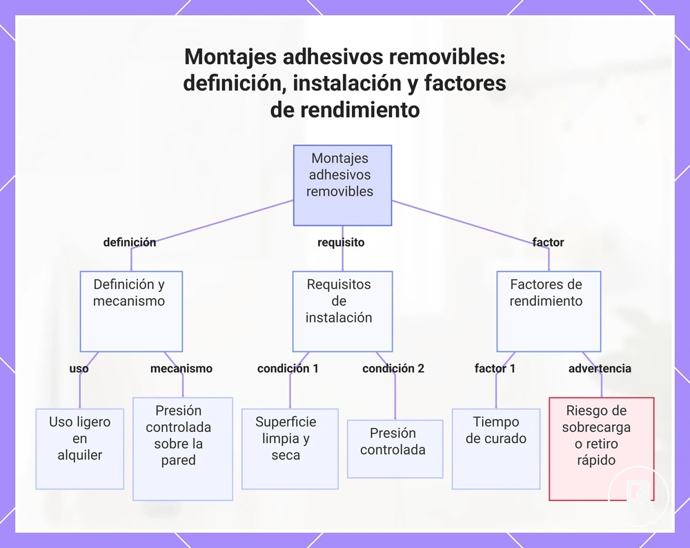 Montajes adhesivos removibles: definición, instalación y factores de rendimiento