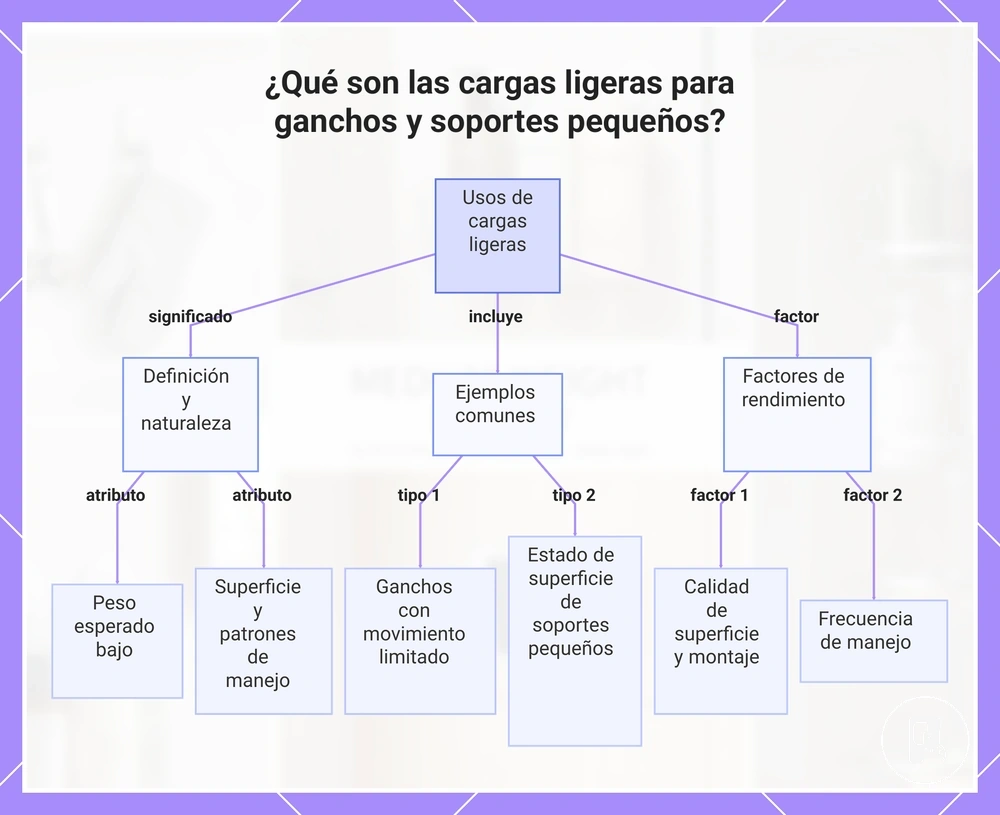 ¿Qué son las cargas ligeras para ganchos y soportes pequeños?
