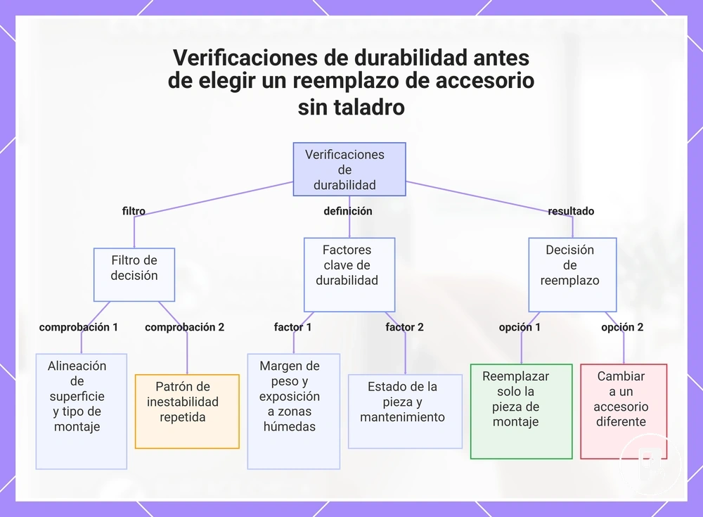 Verificaciones de durabilidad antes de elegir un reemplazo de accesorio sin taladro
