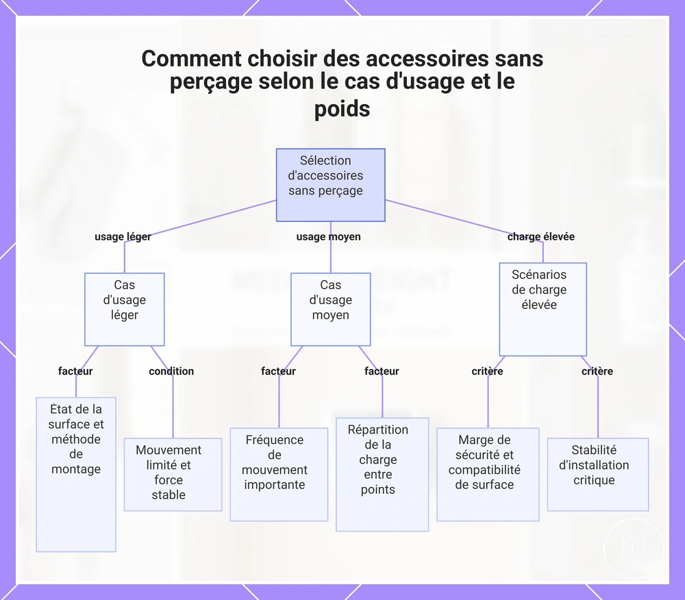 Comment choisir des accessoires sans perçage selon le cas d'usage et le poids